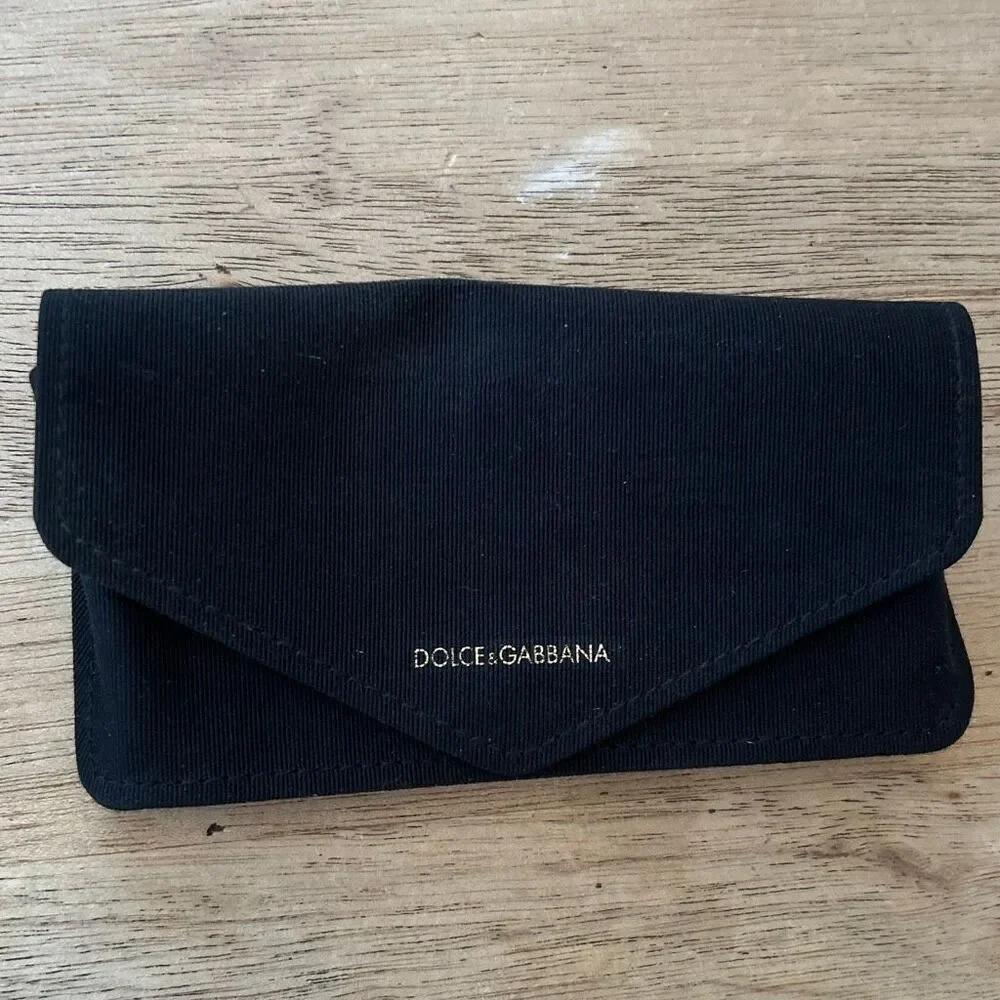 Dolce & Gabbana black ribbed fabric semi hard eyeglass sunglasses case